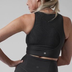 Athleta Conscious Lace Crop Top Tank - Sz S, Black